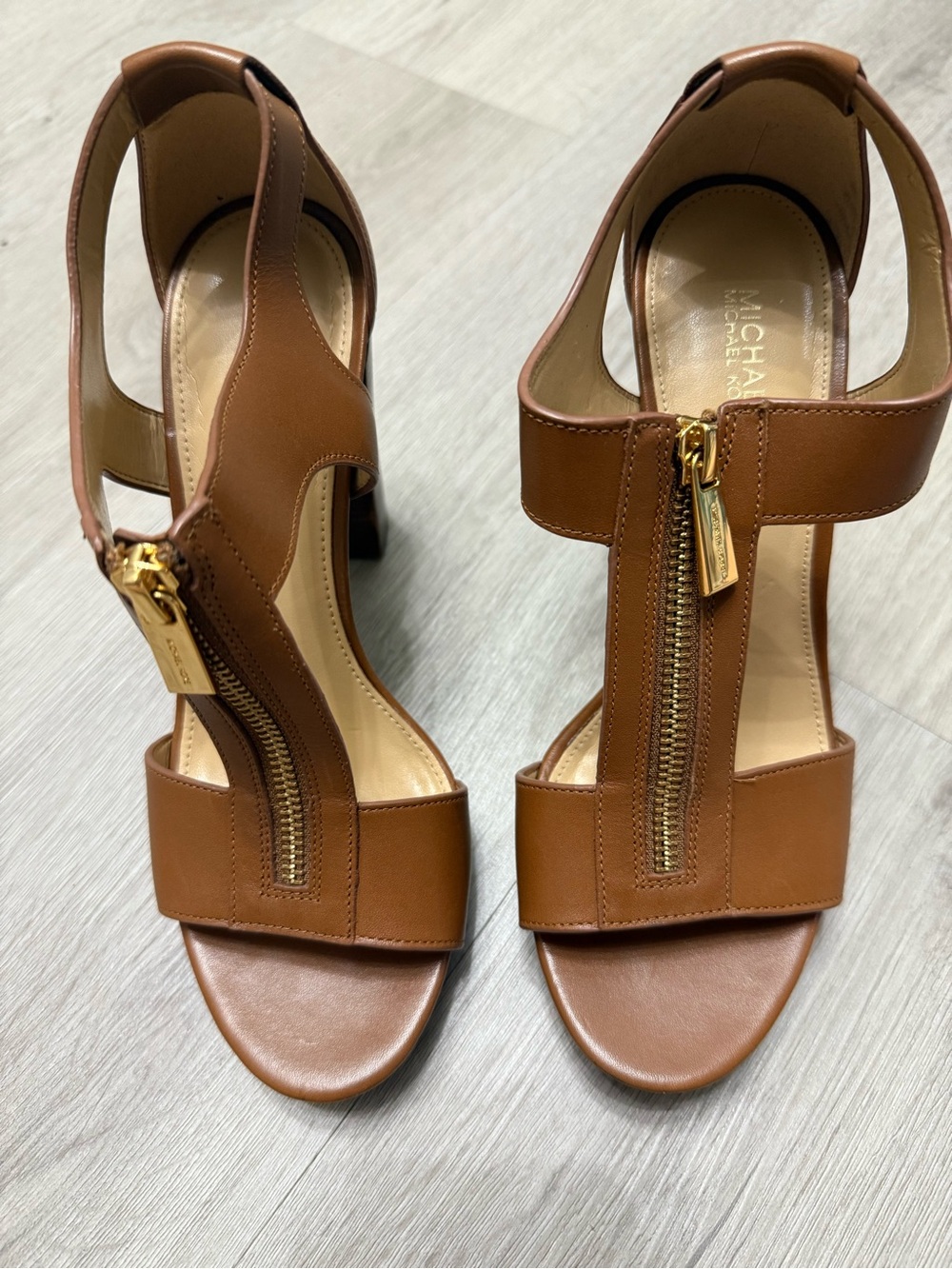 MICHAEL Michael Kors Brown Leather Zip-Front Heels - Original